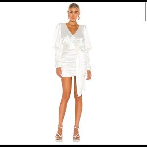 Danielle Guizio Ruched Halter Neck Tie Dress